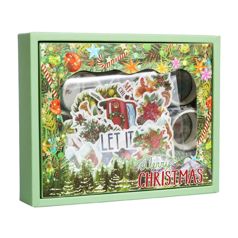 Wholesale Retro Christmas Box, Forest Snowman Tape Stickers, Handmade Tent DIY Decoration